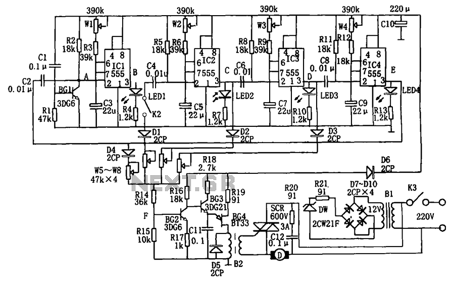 Winds from the 555 programmed – Circuit Schematic