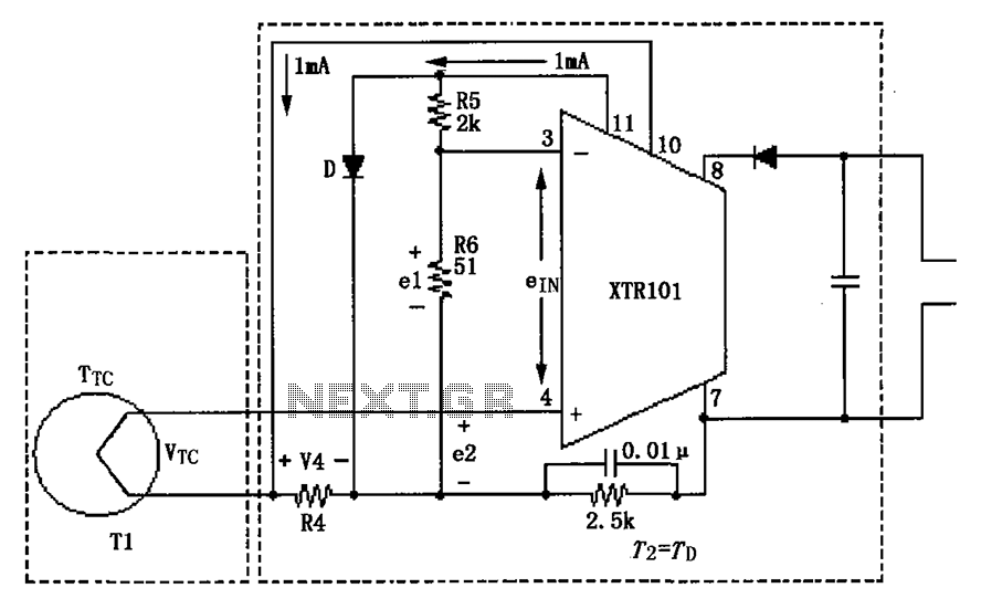 XTR101 thermocouple input circuit diagram – Circuit Schematic