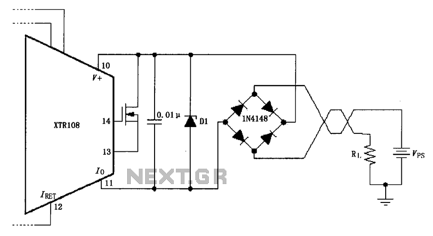 XTR108 reverse voltage and overvoltage protection circuit diagrams circuit