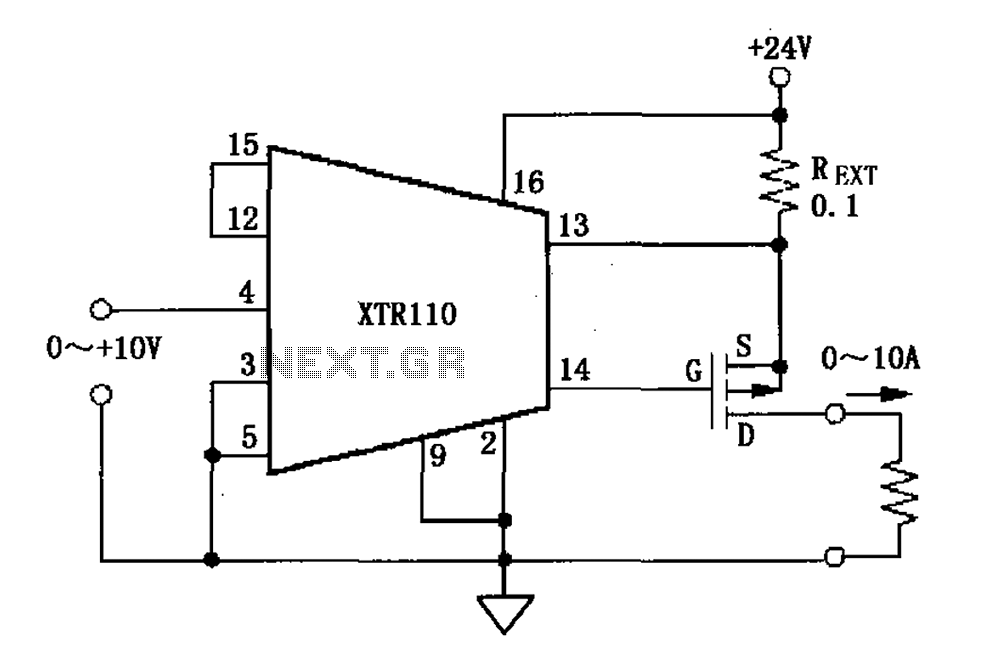 XTR110 voltage - current converter circuit diagram – Circuit Schematic