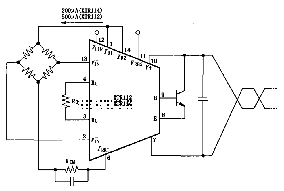 XTR112 114 bridge input current excitation circuit diagram circuit