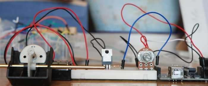 Control the speed of a DC motor with a potentiometer with an Arduino board – Circuit Schematic