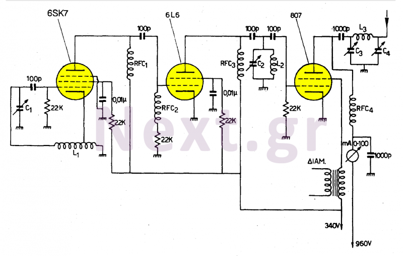50W Tube-Valve SW transmitter circuit