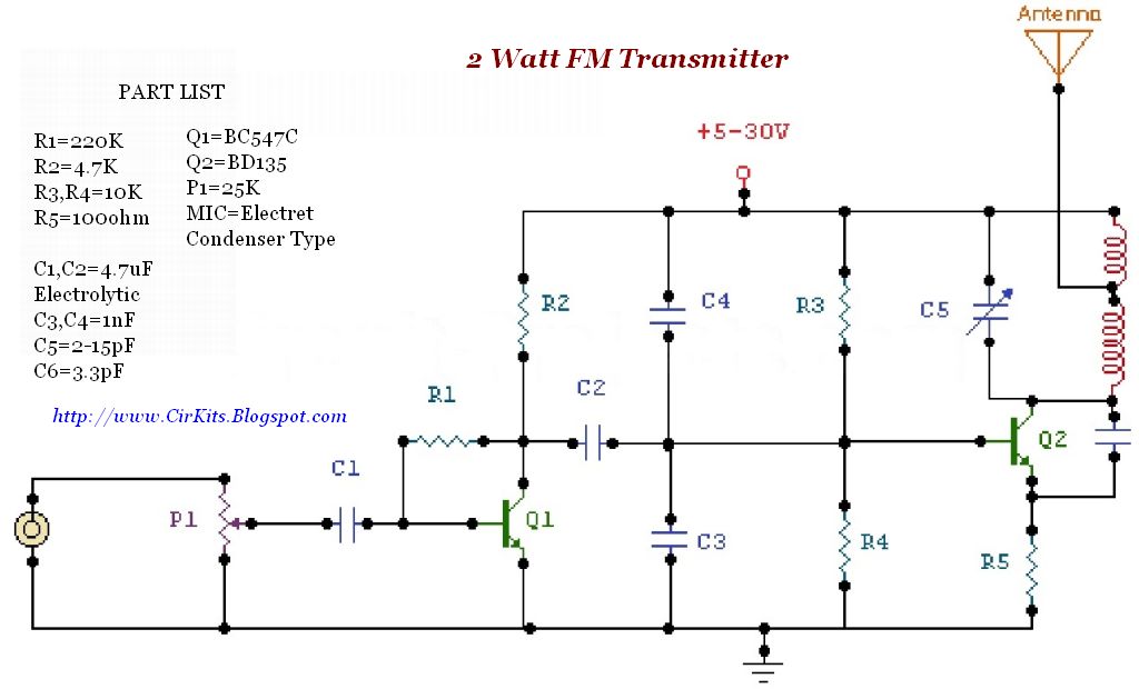 2 Watt FM Transmitter circuit
