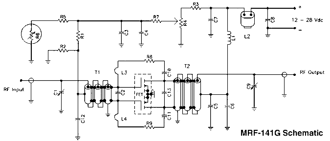 300 Watt MOSFET Broadband Amplifier Using MRF141G – Circuit Schematic