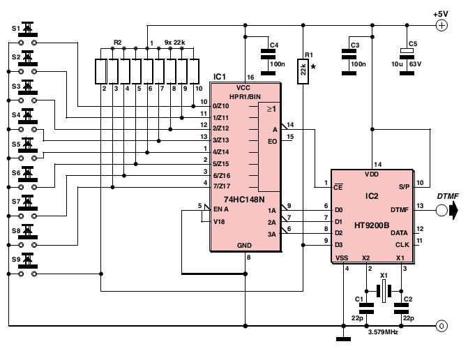 8-Channel DTMF Link Encoder circuit