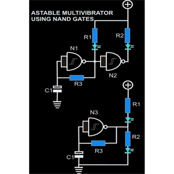 Make this Astable Multivibrator Blinker Circuit Using NAND Gates – Circuit Schematic