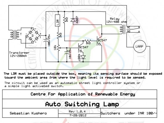 Automatic light activated switch circuit