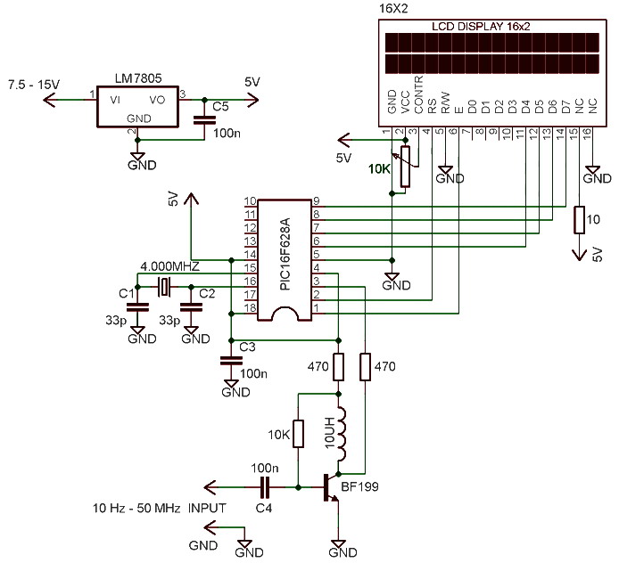 10hz 60mhz frequency meter – Circuit Schematic