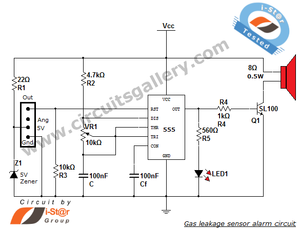 Gas Leakage Sensor Alarm Engineering Project using 555 Timer and MQ6 SEN 1327 Gas Sensor Module