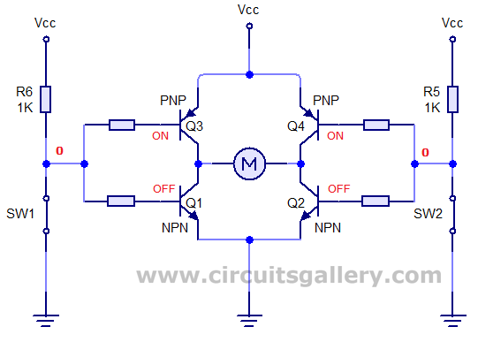h bridge motor driver theory practical – Circuit Schematic