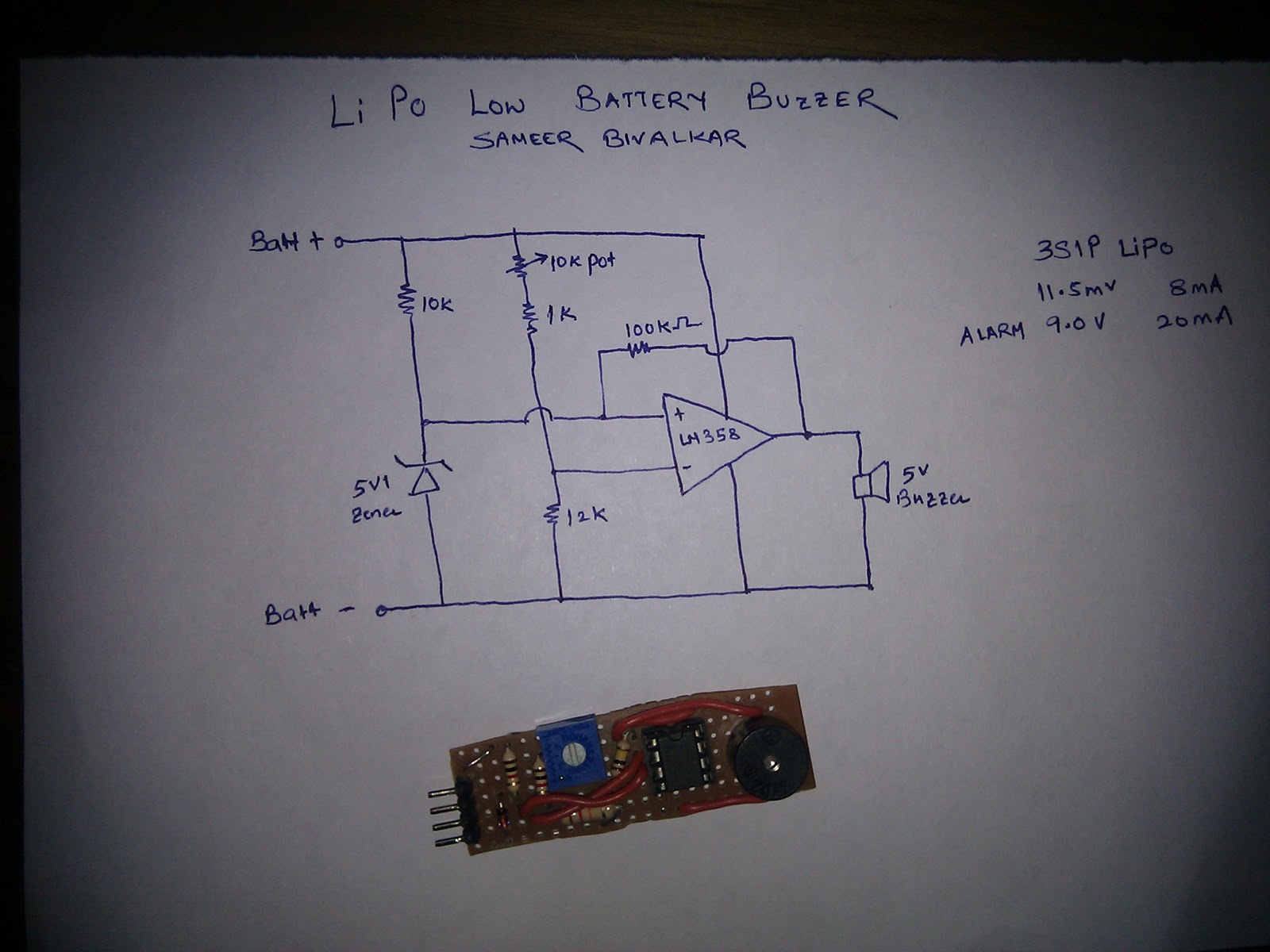 battery low voltage buzzer – Circuit Schematic