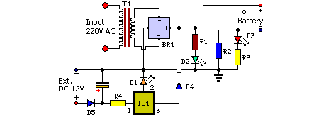 Low Cost Phone Battery Charger Schematic Diagram circuit
