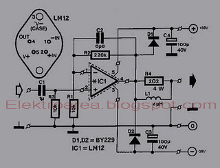 basic power amplifier ic lm12 circuit – Circuit Schematic