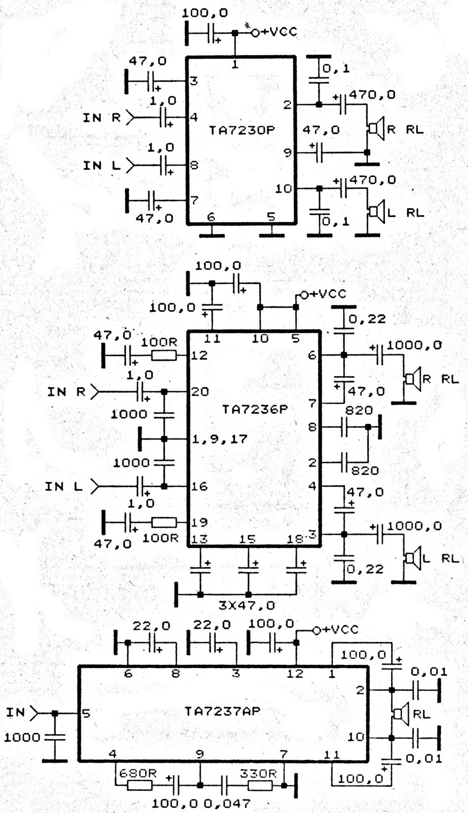 ta7230p ta7236p ta7237ap amplifier – Circuit Schematic