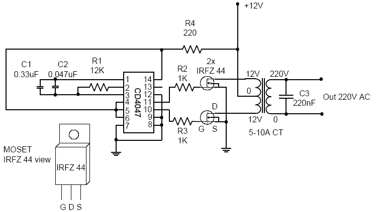 powerful dc to ac converter schematic circuit