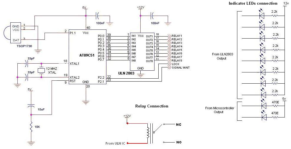 ir remote controlled switchboard rc5 circuit