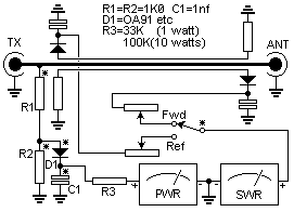 simple swr and pwr meter – Circuit Schematic