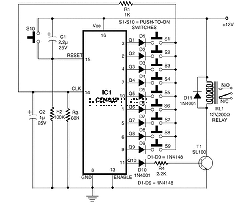 Electronic door code lock – Circuit Schematic