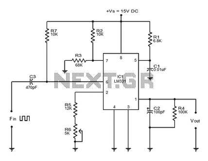 Frequency to voltage converter circuit – Circuit Schematic