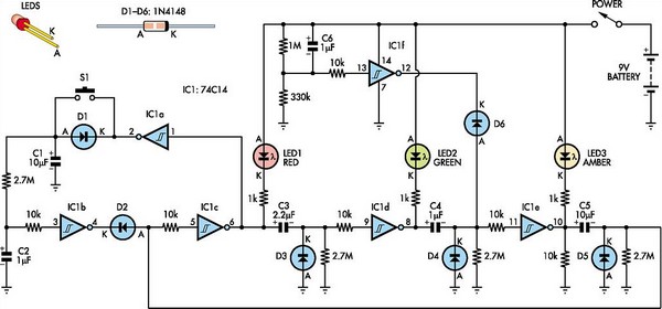 Interactive Toy Traffic Lights circuit