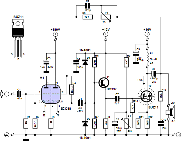 Simple Hybrid Audio Amplifier circuit