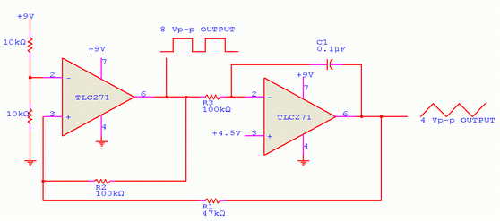 Single Supply Function Generator – Circuit Schematic