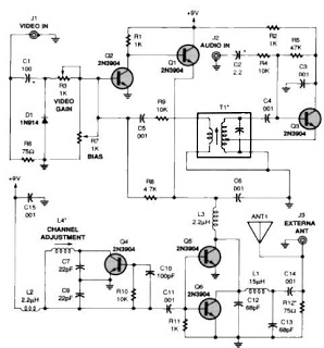 simple tv audio video transmitter – Circuit Schematic