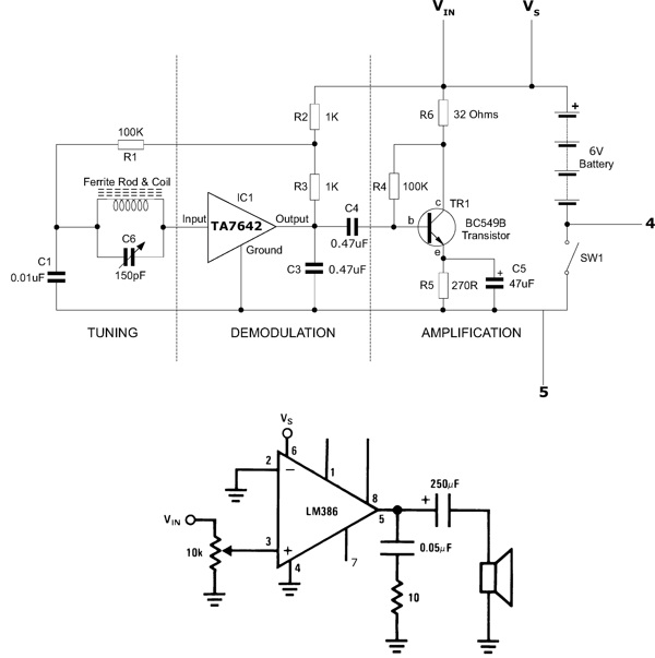 AM radio circuit for electronics project circuit