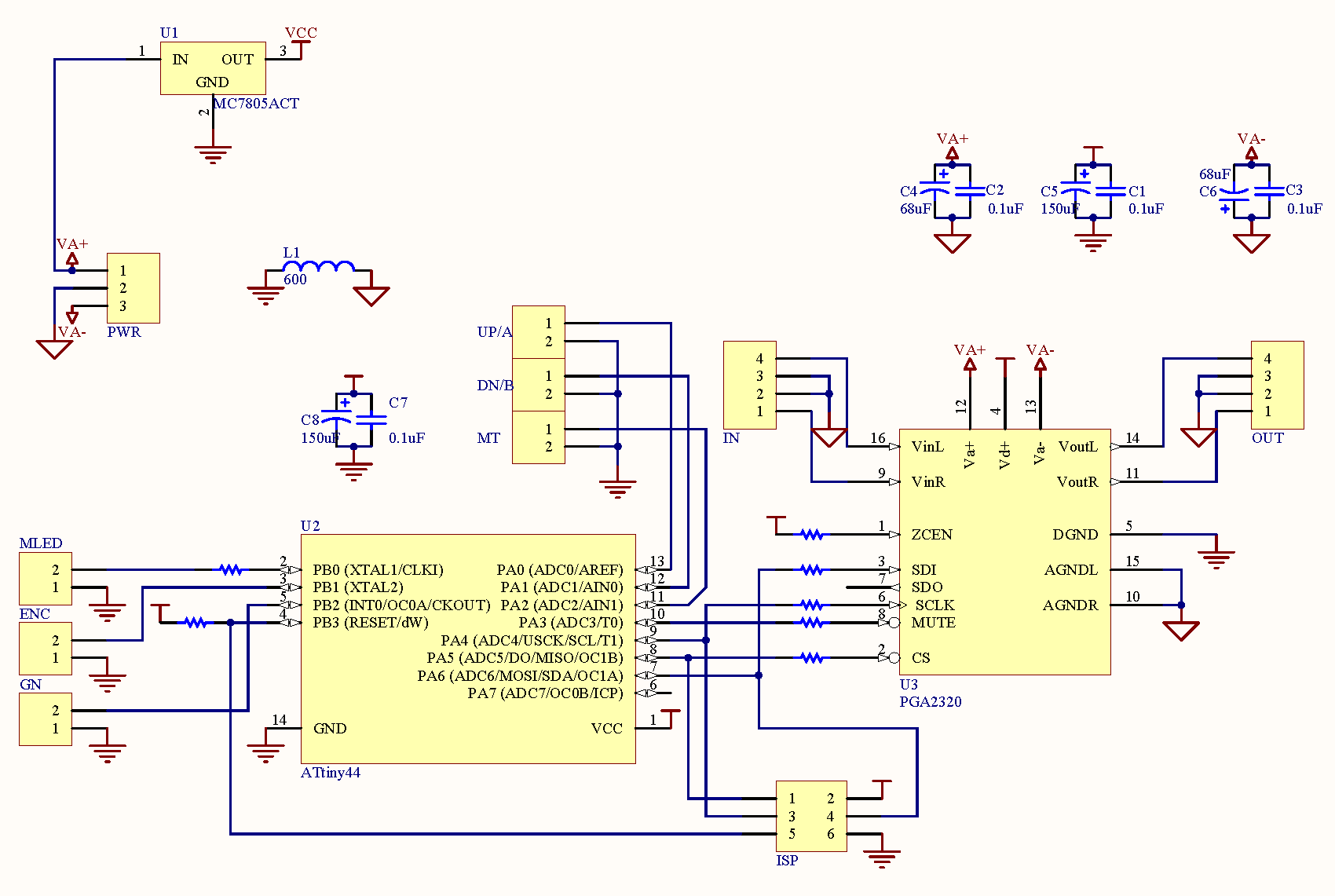 MiniVol PGA2320 Volume Control circuit