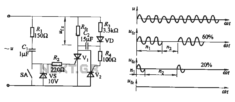 One zero trigger thyristor power adjustment circuit