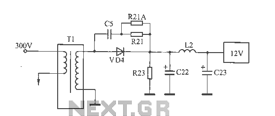 A circuit diagram of a switching power supply circuit
