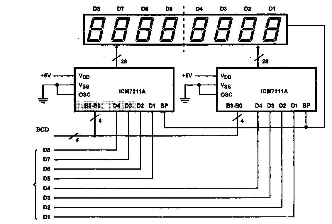 8 digital LCD display driver circuit