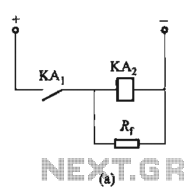 DC relay circuits to delay the release of a second circuit