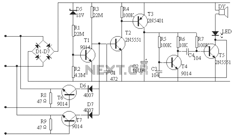 Telephone line burglar alarm circuit diagram circuit