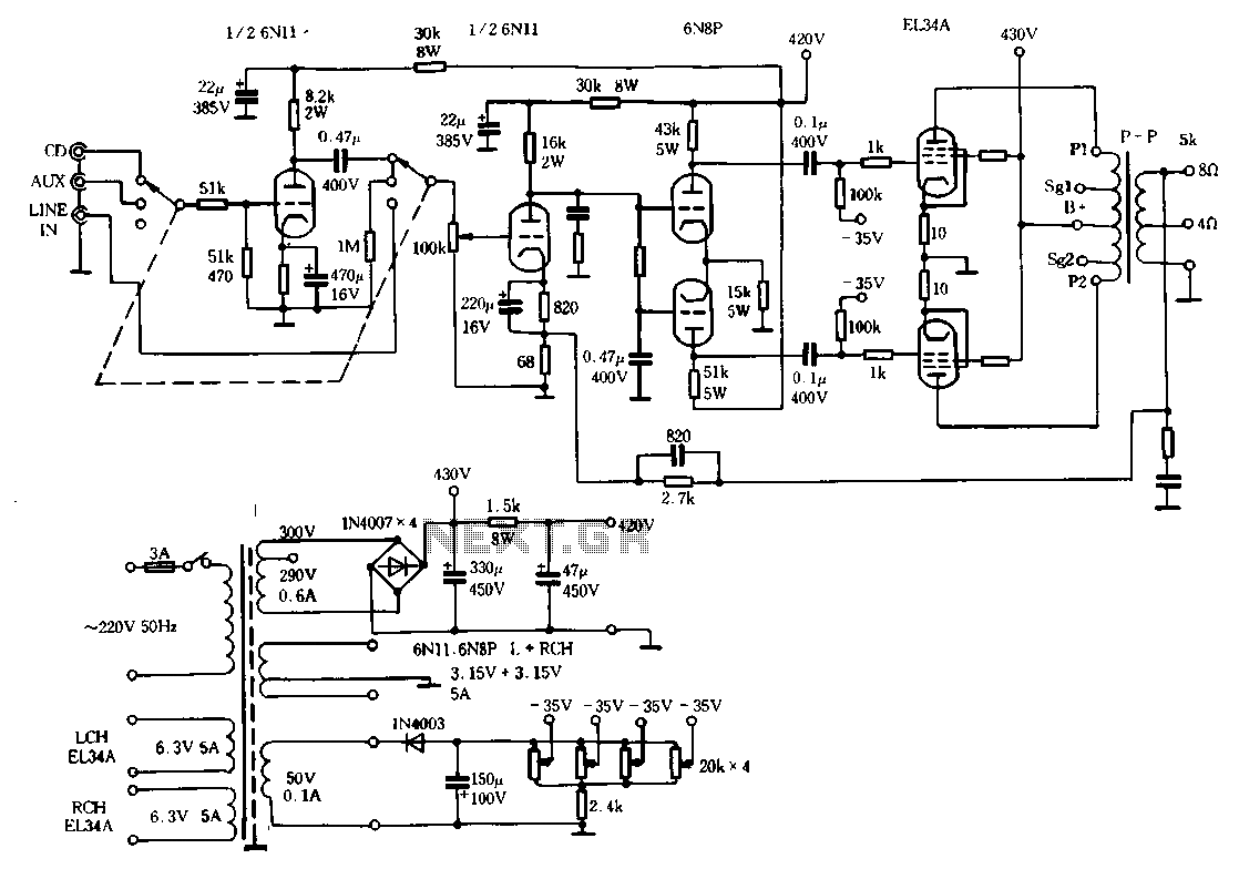 Rhyme M100 merger 10 watt tube amplifier circuit