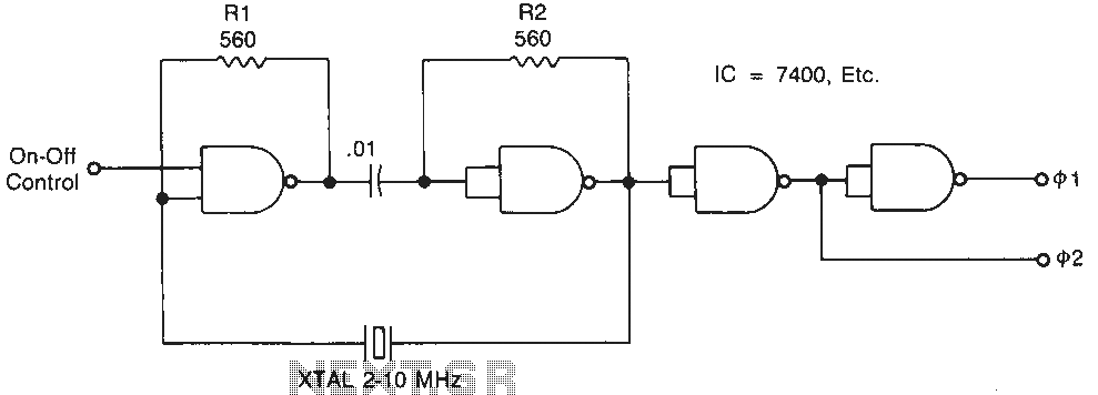 Crystal oscillator circuit diagram of a compatible IC circuit
