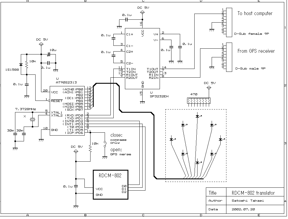 Electronic LED compass circuit