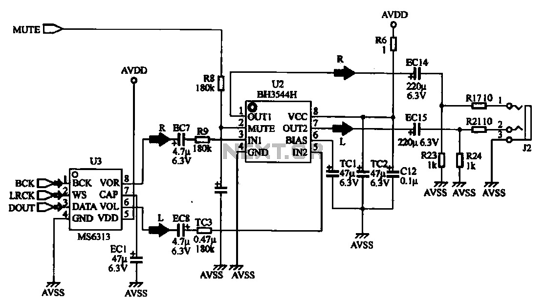 Audio DA converter and amplifier circuit