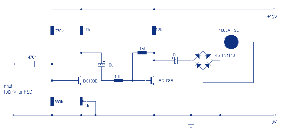 Audio Analogue Level Meter circuit