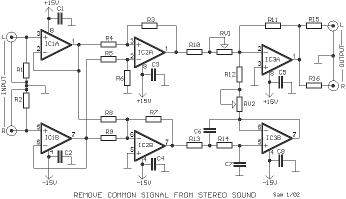 Stereo sound balancer circuit
