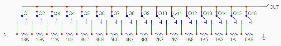 Audio Volume Control with Resistor Switches circuit