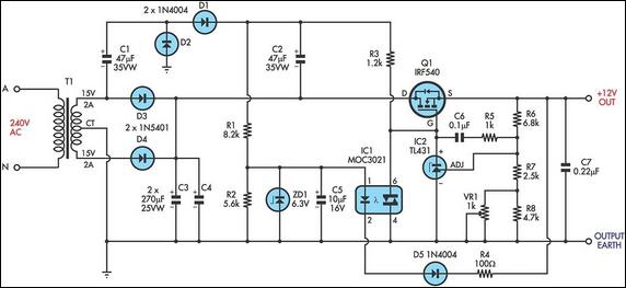 mosfet voltage regulator circuit