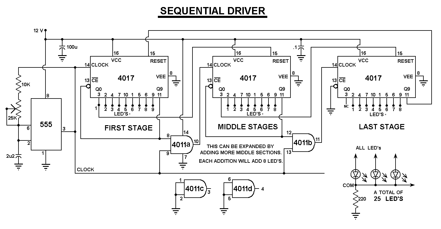 LED CHASER Sequencer circuit