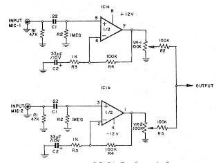 Pre MIC microphone preamplifier 2 CH by IC NE5532 or LF353 circuit