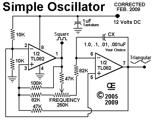 Sawtooth and Squarewave Oscillator – Circuit Schematic