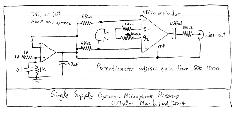 Dynamic Microphone Preamp circuit