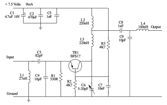 VHF Pre-amplifier circuit