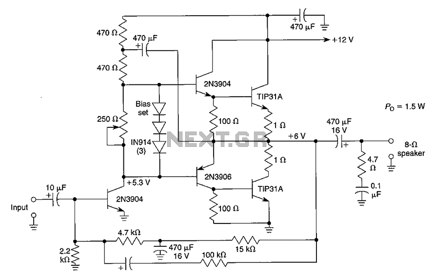 15 12W audio amplifier circuit diagram circuit
