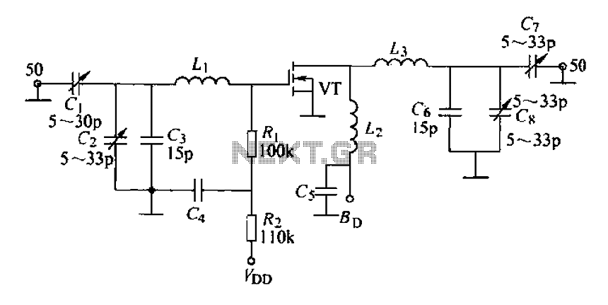 175MHz high-frequency amplifier circuit composed by a field effect transistor circuit